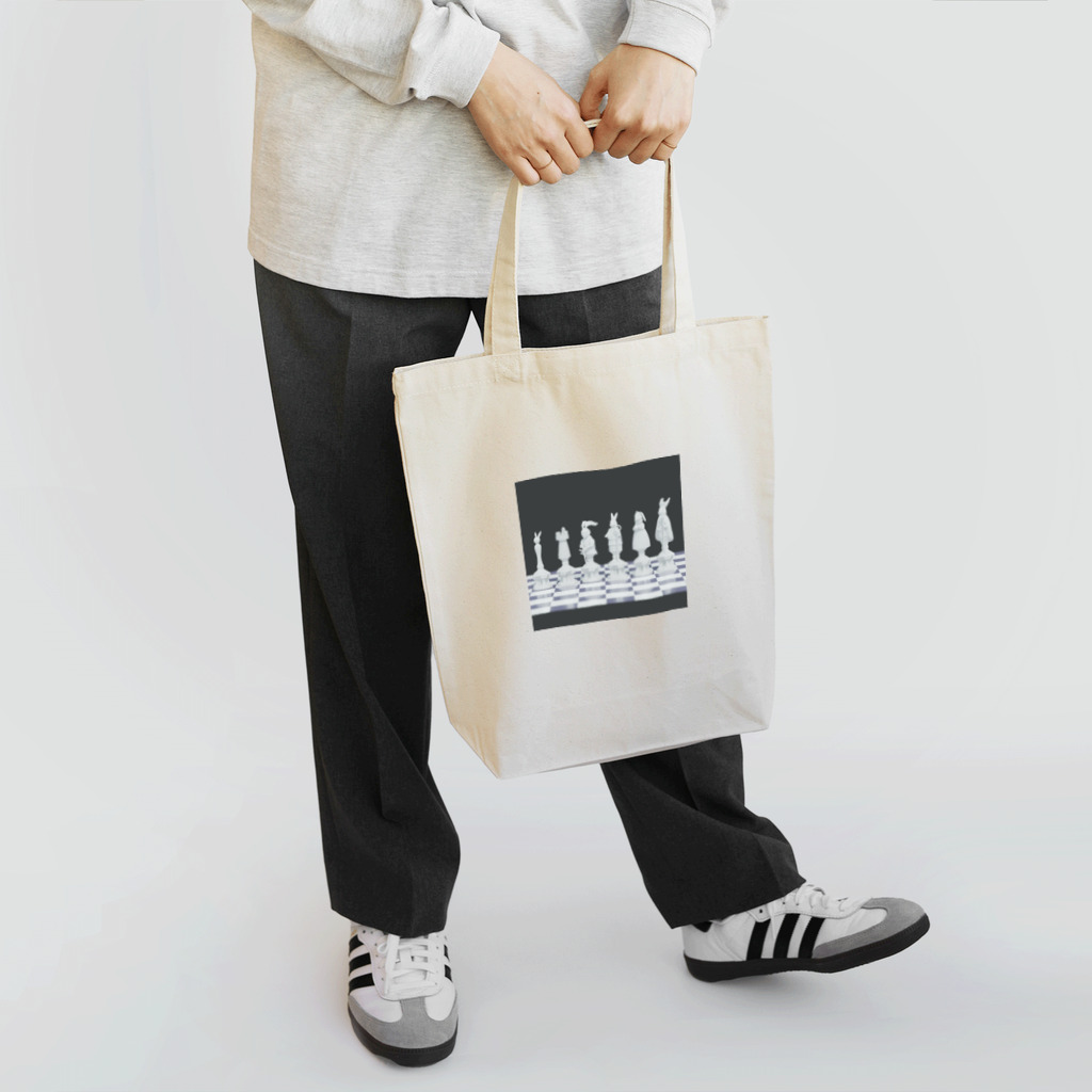 鬼鞍 ONIKURAのRabbit Chess Ⅱ white Tote Bag