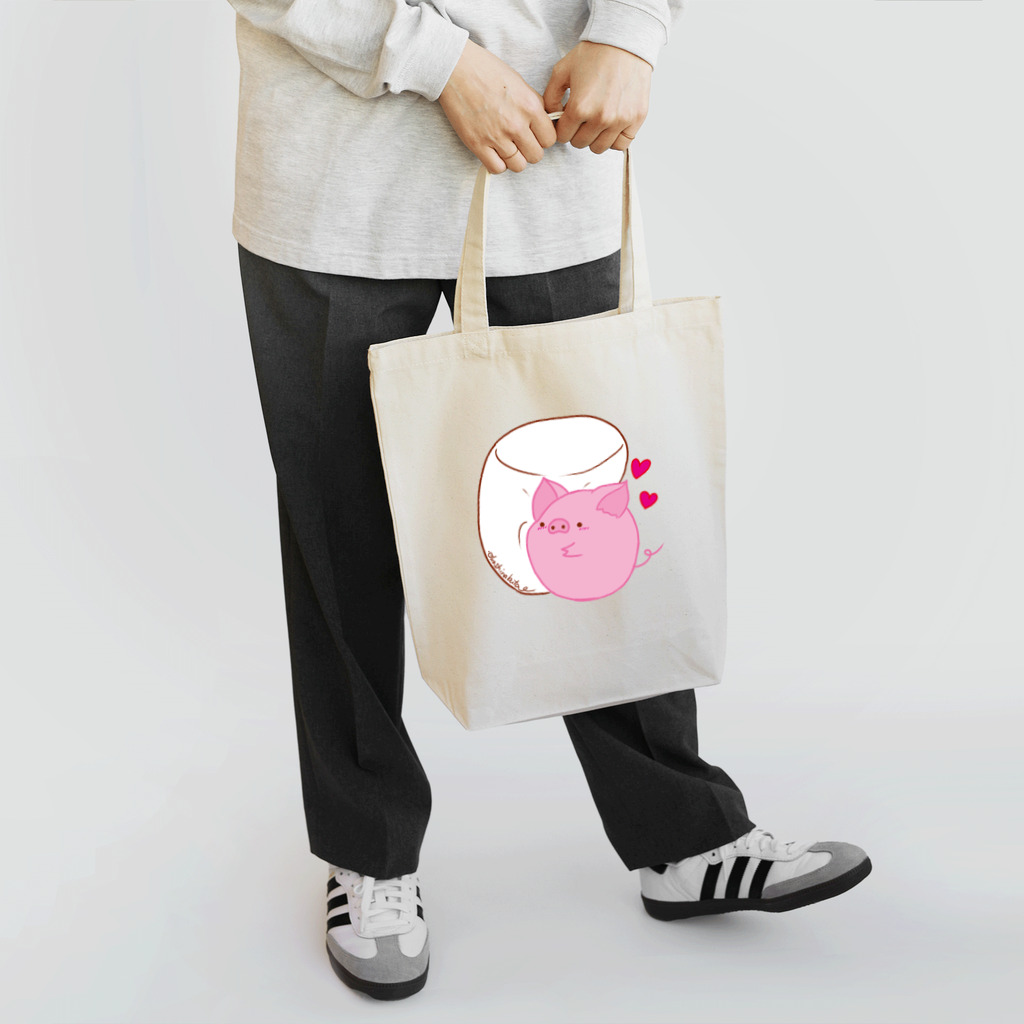 Draw freelyのぶたくんとマシュマロ Tote Bag