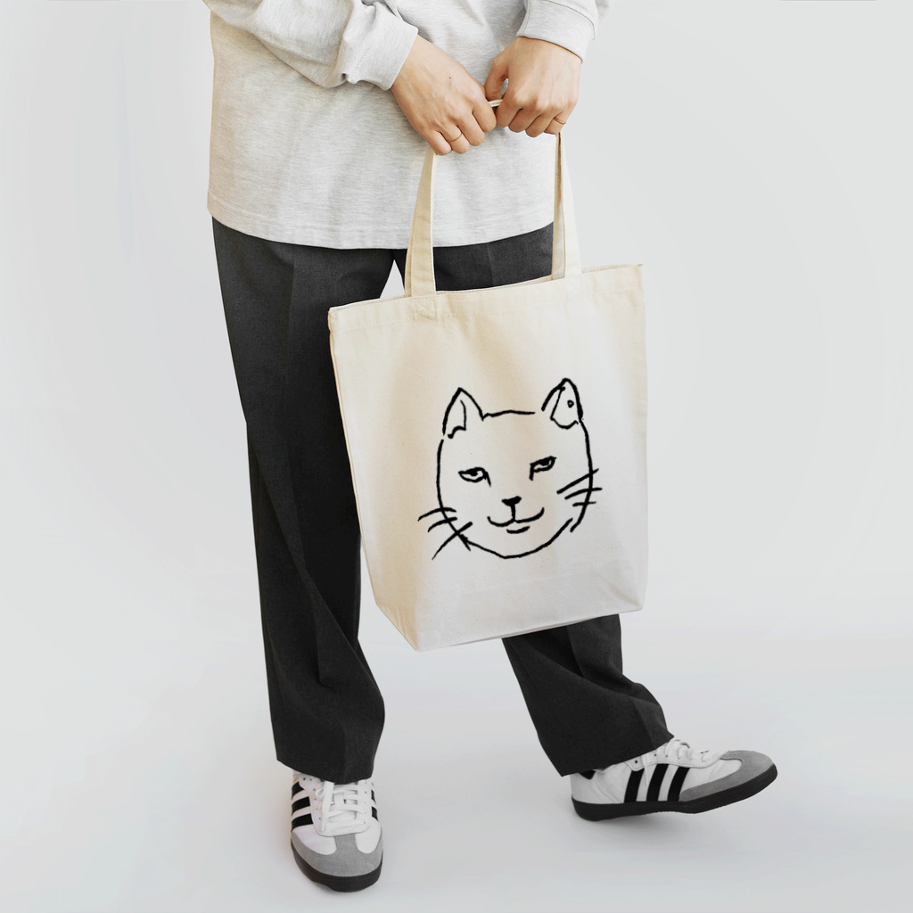 ネコトシアワセのニヒルな白猫  トートバッグ