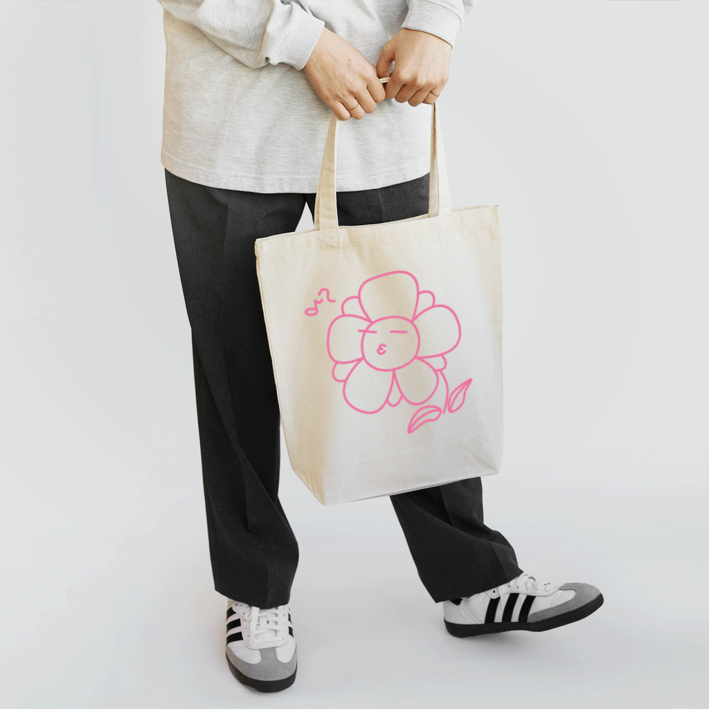 はっちゃんのおばけのブクボー　「口笛フラワー」ピンク Tote Bag