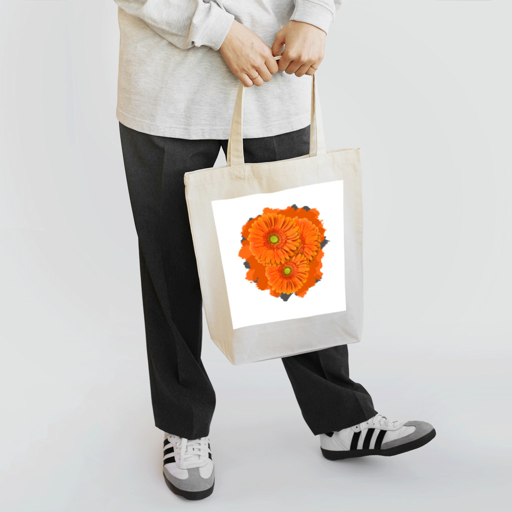 Tuxedo Catのオレンジ色のガーベラ Tote Bag