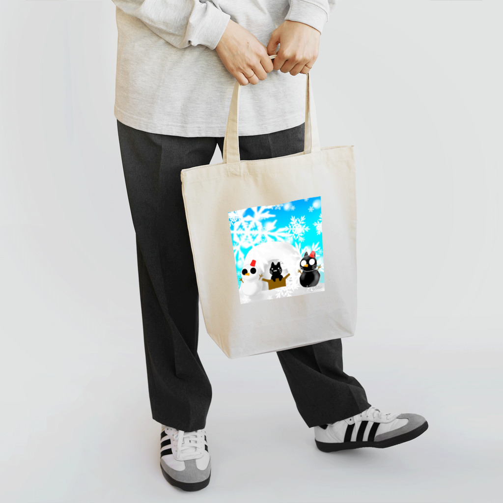 くろねこさんのくろねこさんと雪だるま Tote Bag