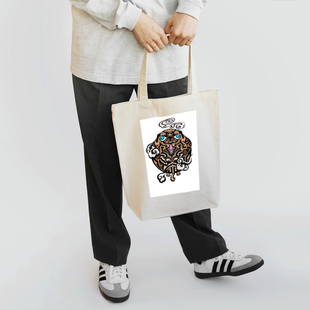 トライバルデザイナー鵺右衛門@仕事募集中のタトゥーすきのパグ トートバッグ