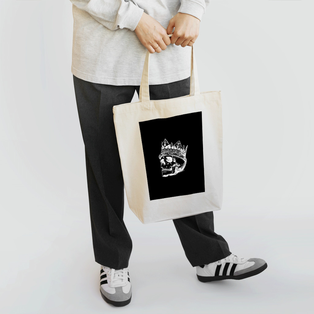 COOL&SIMPLEのBlack White Illustrated Skull King  Tote Bag