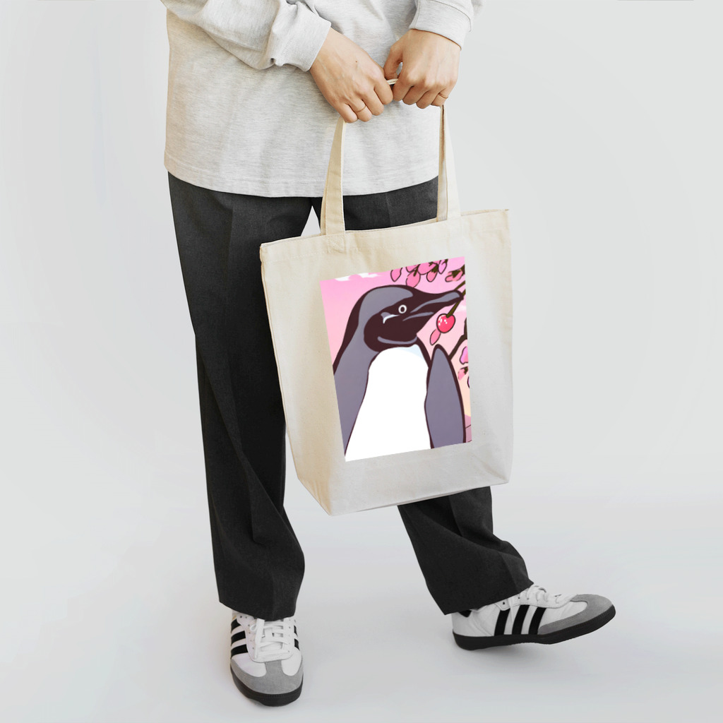 suke-maruruのペンギンと桜の木 Tote Bag