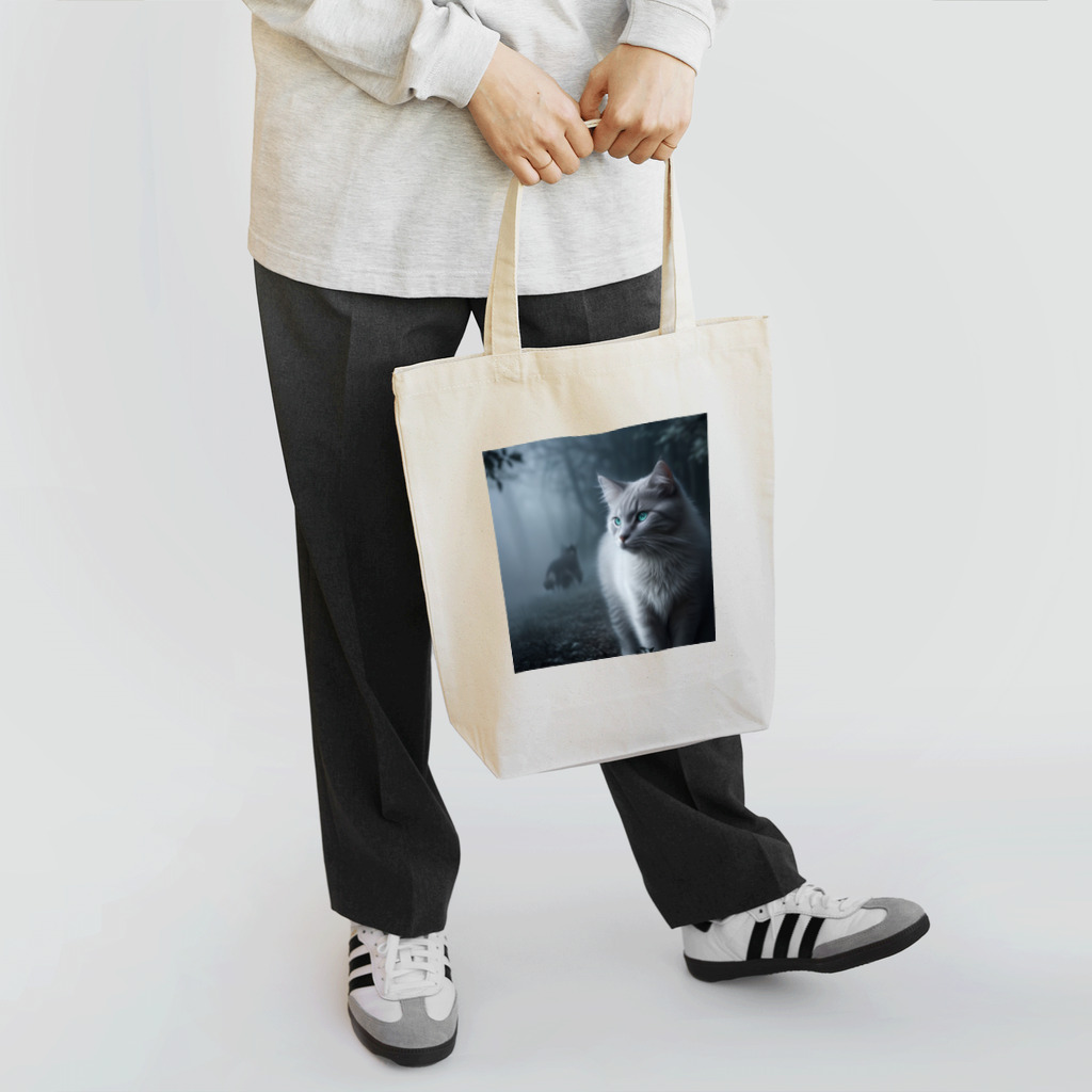 ZZRR12の「境界を見つめる猫の眼差し」 Tote Bag