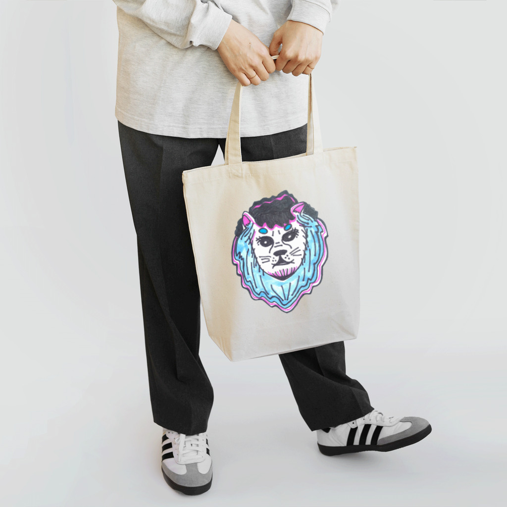 Heart PeaのLion Blue ライオンブルー Tote Bag