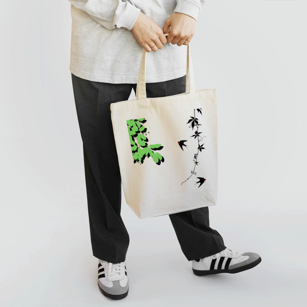 kozu_cafeの葉っぱとツバメ - green Tote Bag