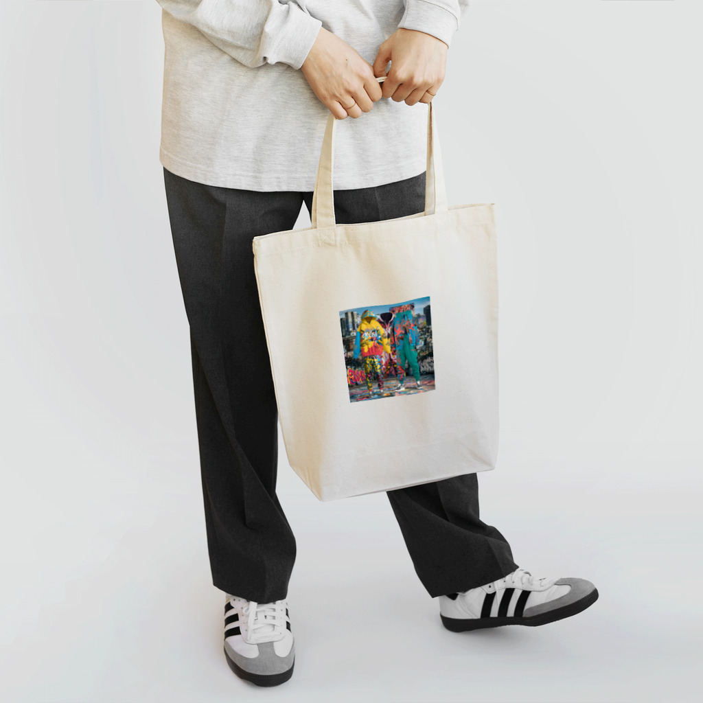 かてこの洋服販売所のUrban Rainbow: Bold Hip-Hop Fashion Tote Bag