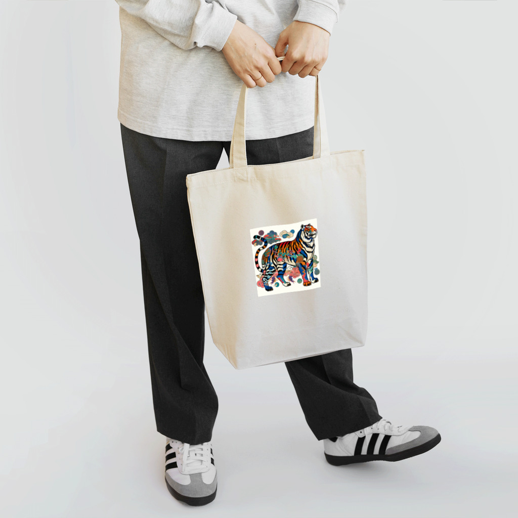 chaochao0701の浮世絵風　虎（威風堂々）"Ukiyo-e Style: Majestic Tiger" "浮世绘风格：威风凛凛的虎" トートバッグ