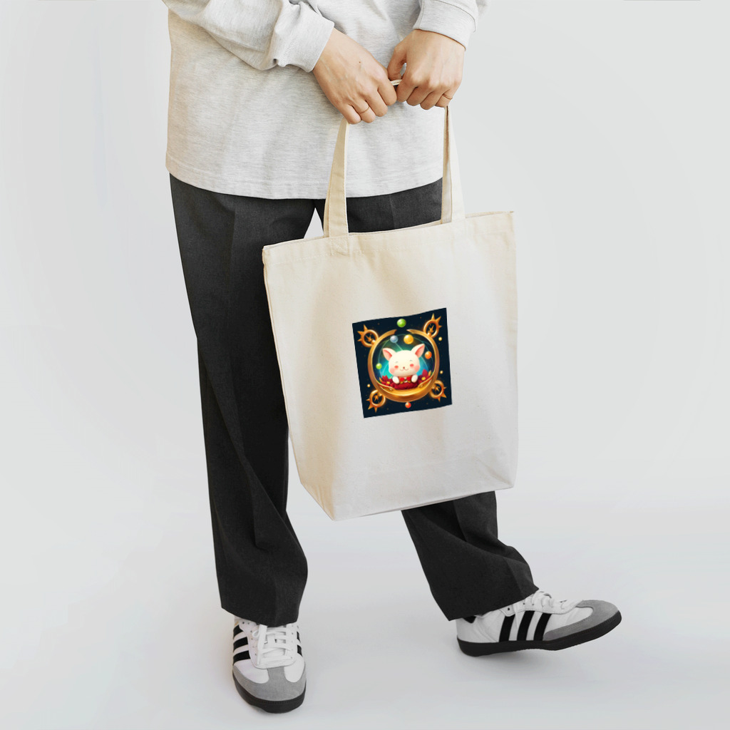 (^_^)はっぴーすまいるニコニコ『Happy Smile 2525』の金運もアガる⁉️ ピカピカのかわいいキャラ Tote Bag