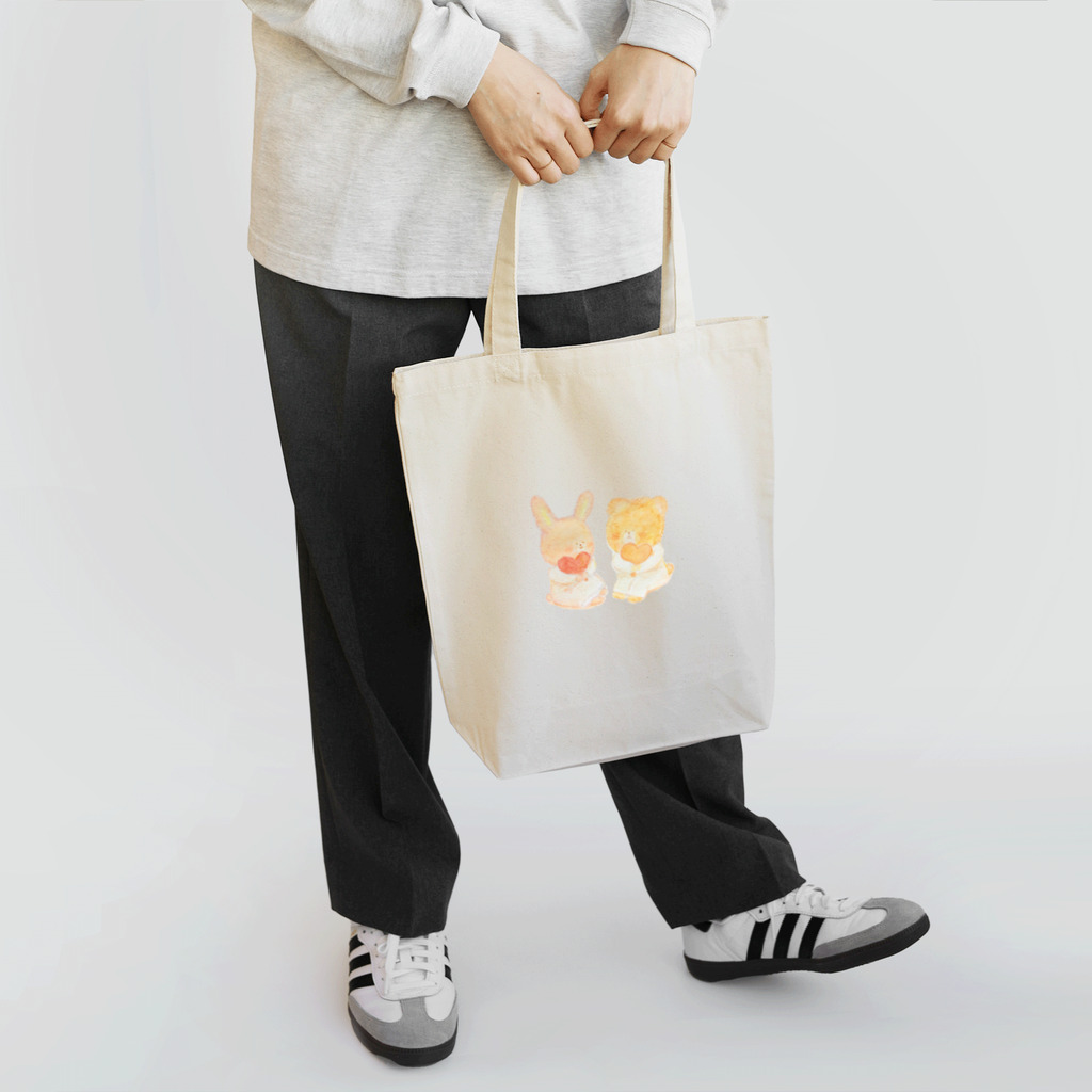 ふわふわの森のくまぺすとうさぺすのハート Tote Bag