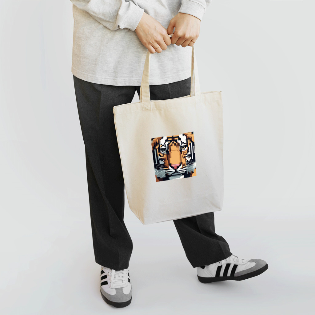 ki1962のドット絵で描かれた虎のアップ画像のプレミアムグッズ Tote Bag