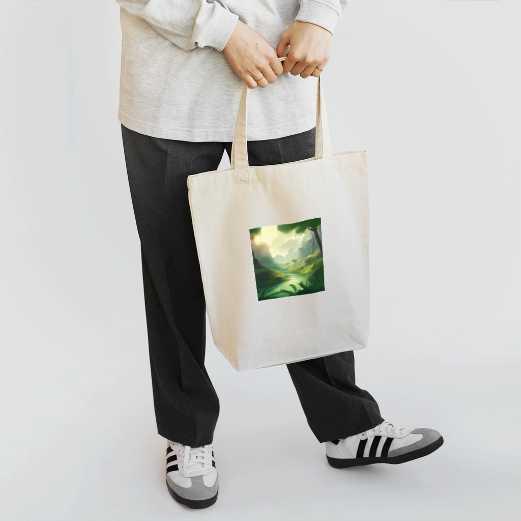 G7のショップの 幻想の森 グリーンウンダー アートプリント Tote Bag