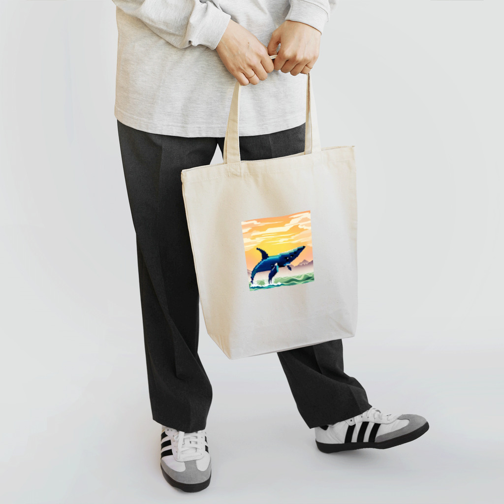 街の雑貨屋さんのドット絵キュートホエールコレクション Tote Bag