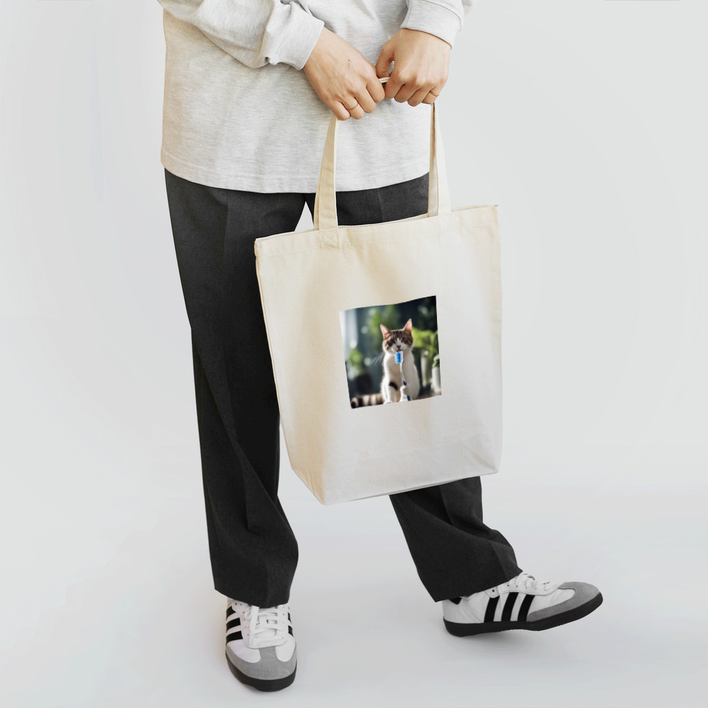 猫君の歯医者さんの歯ブラシ猫 Tote Bag