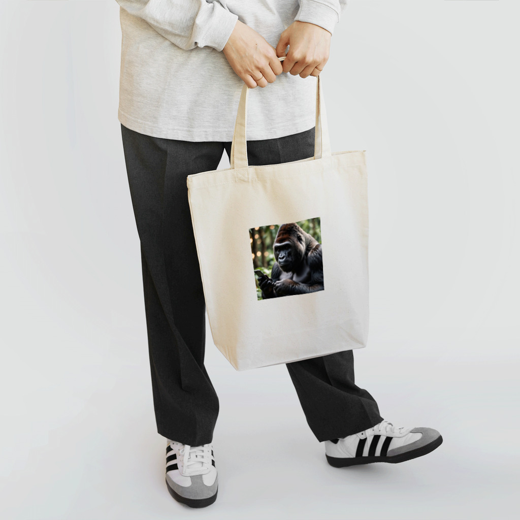 fumi_sportsの現代人すぎるゴリラ Tote Bag