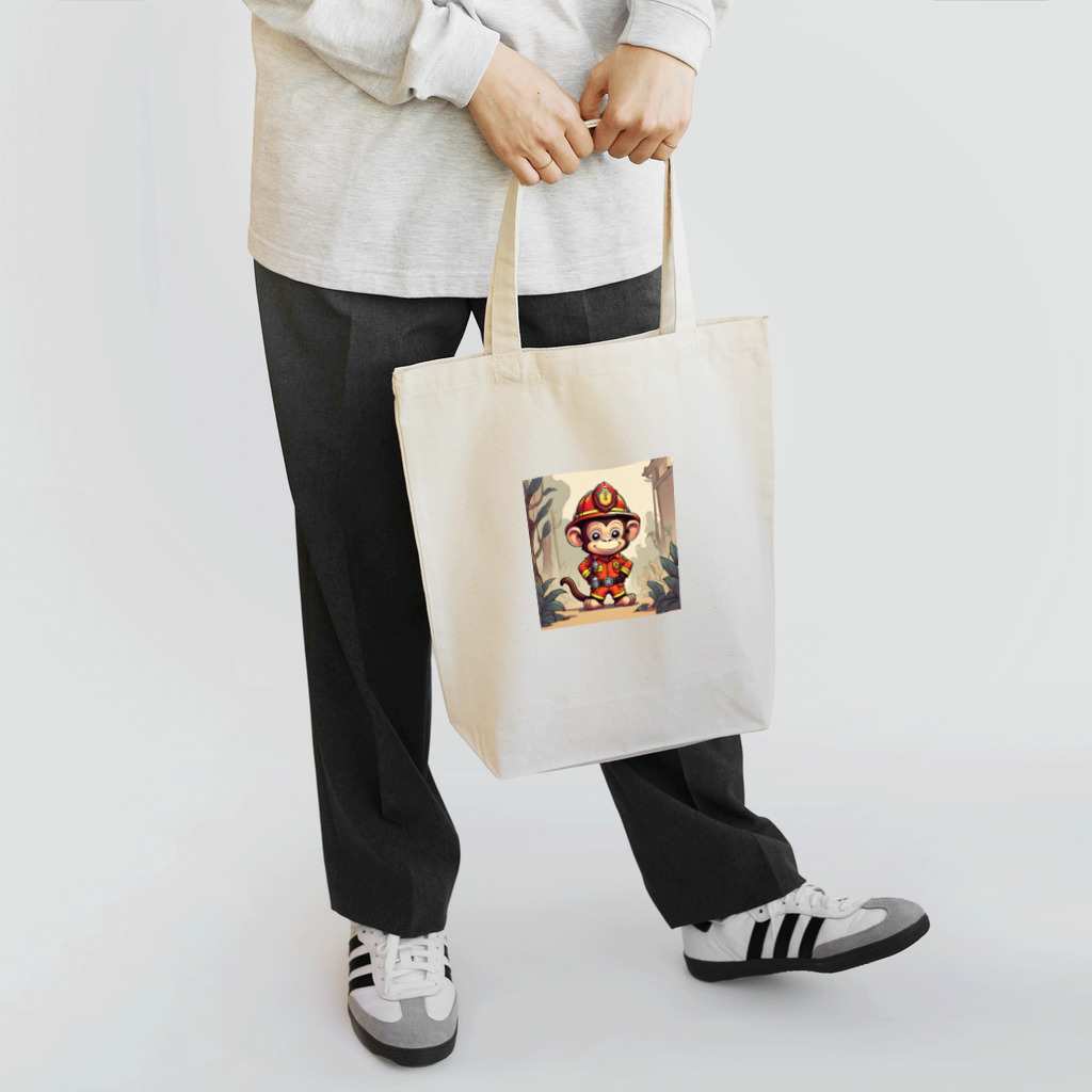 パパショップのキュートなお猿の消防士 Tote Bag