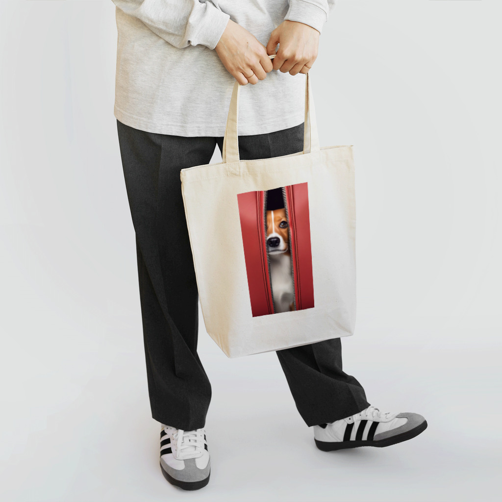 YUTO1126のジッパーから覗く犬 Tote Bag