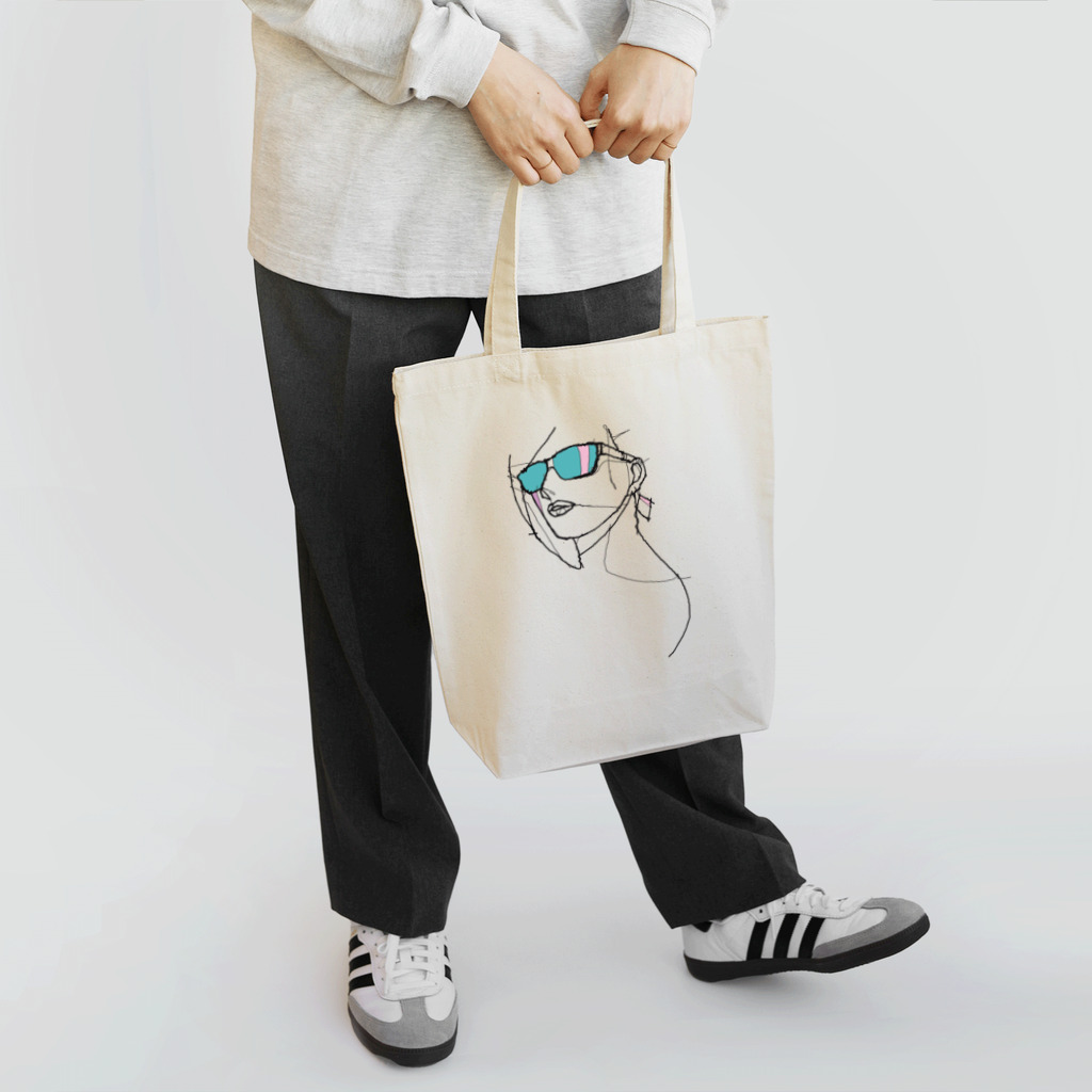 ツガイ☆ツツのサングラス　女 ワイヤーアート イラスト 針金アート　ターコイズ トートバッグ