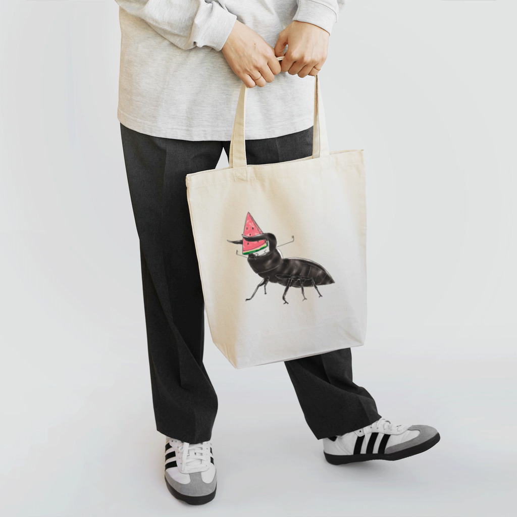 Drecome_Designのゆるいクワガタ&スイカ Tote Bag