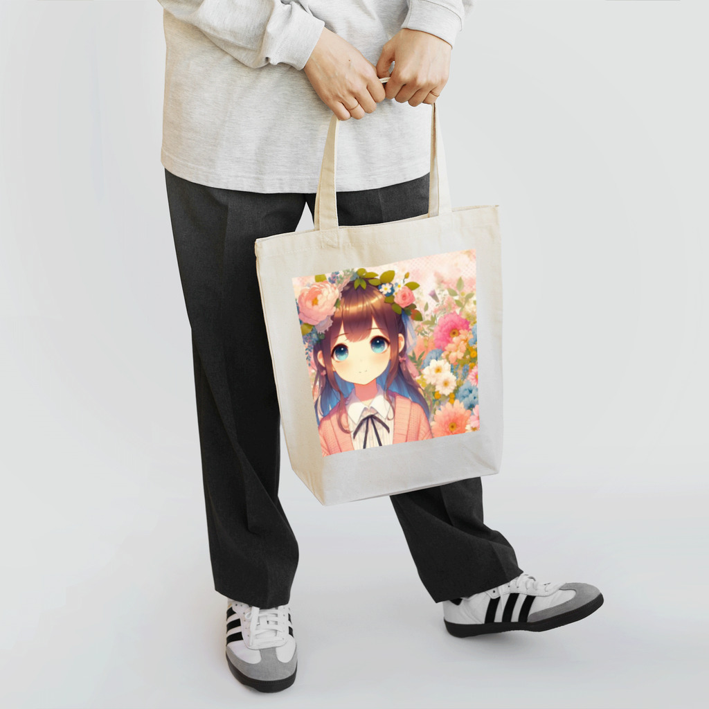 ピクセルパレットの可愛い女の子とお花10 トートバッグ