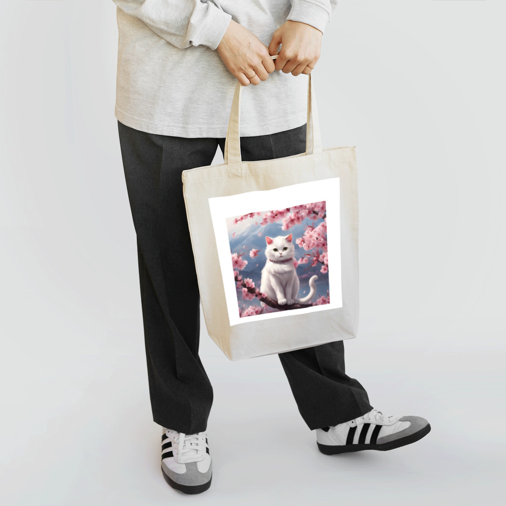 Shironekokuuの桜猫 Tote Bag