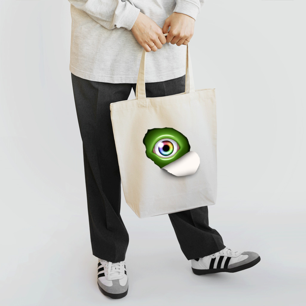 眼鏡裏の覗き込む瞳（緑） トートバッグ