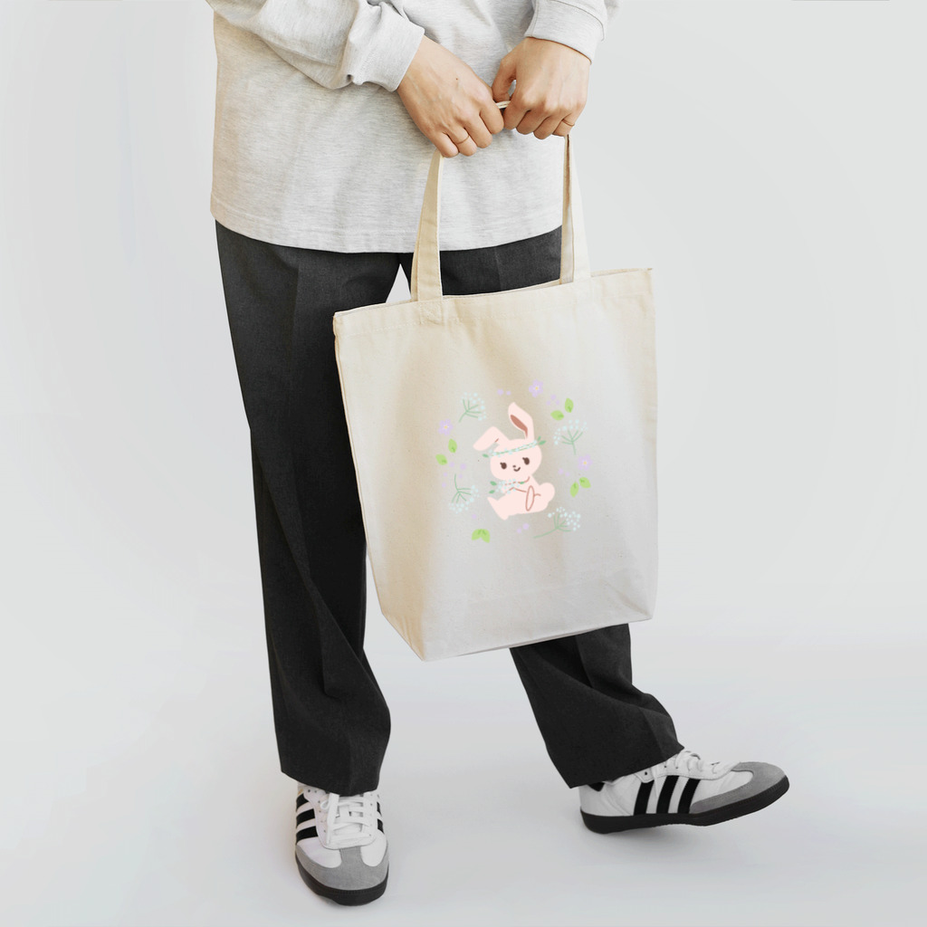 ますだわみのうさぎとカスミソウ Tote Bag