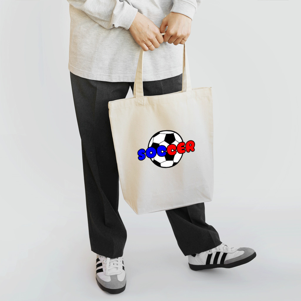 happy_25chanのサッカーボール柄（赤/青） Tote Bag