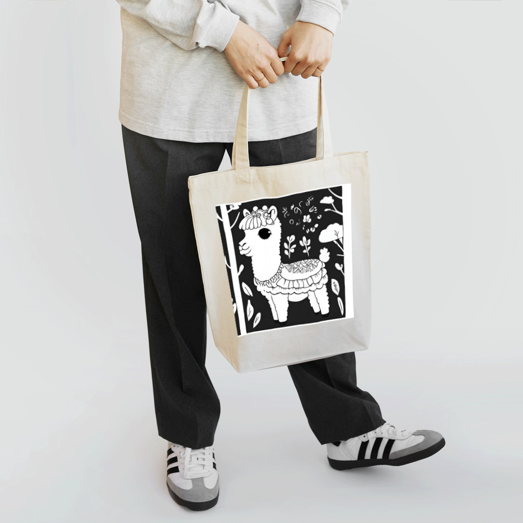 francoiseのアルパカワイコ 版画風 Tote Bag