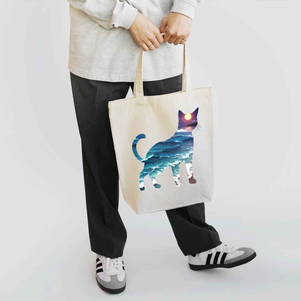 猫との風景の海と猫003 Tote Bag