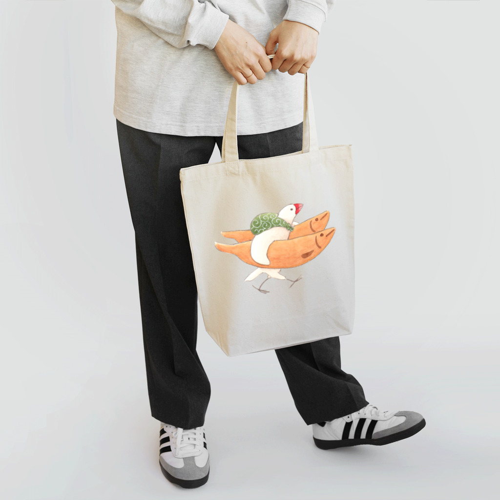 ふろしき文鳥のお店の若鮎を運ぶ トートバッグ