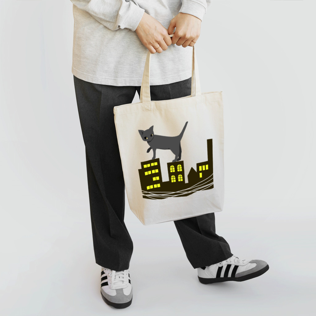 おはようおやすみの夜猫 Tote Bag