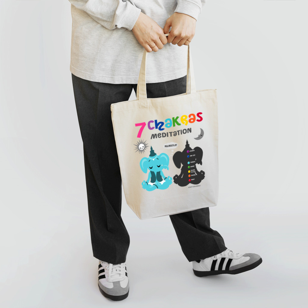 FOXY COLORSのガネゾーくんのチャクラ瞑想　ブルー Tote Bag