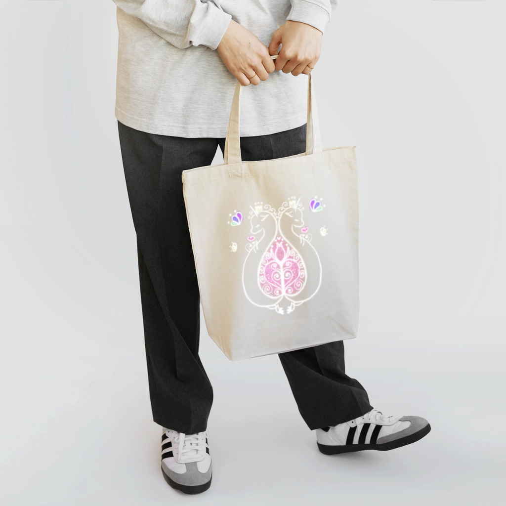 ちゃすみんwith Dragon&Angelのツイン龍Dragonホワイト Tote Bag