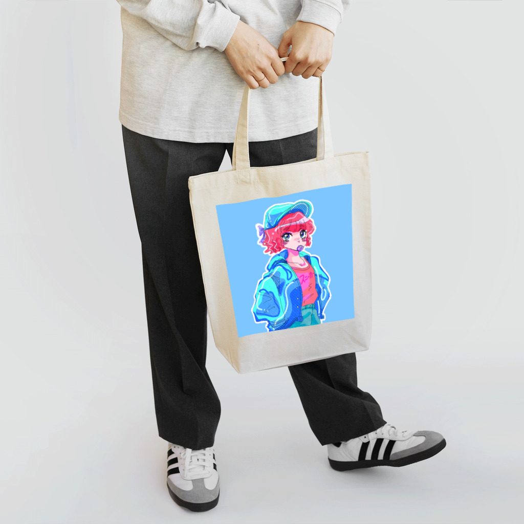 🍓IchigoAme🍓のレトロポップボーイッシュブルーガール Tote Bag