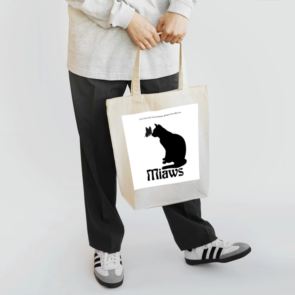 Miaws ShopのMiawsモノクロロゴ トートバッグ