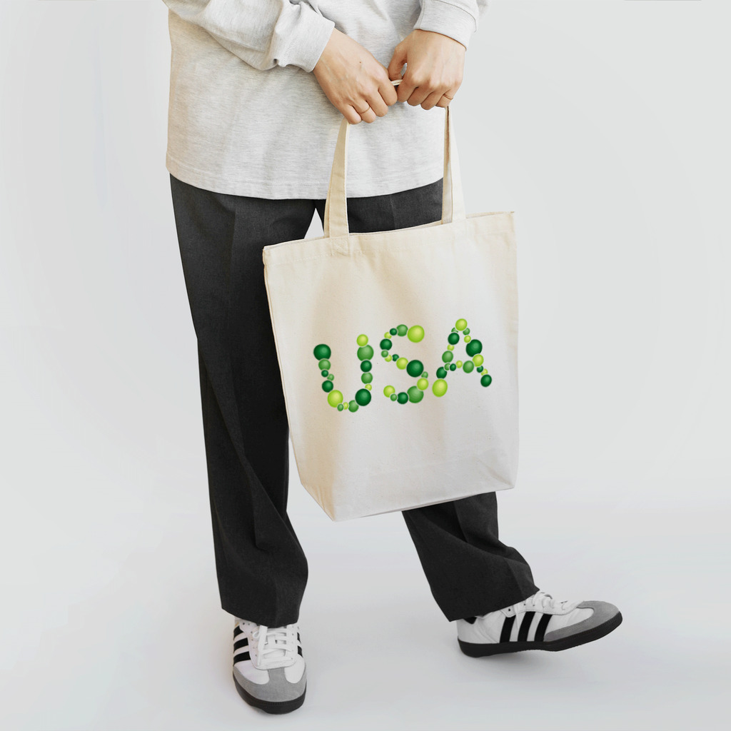 junichi-goodsのバルーン文字「USA」（緑色系） トートバッグ