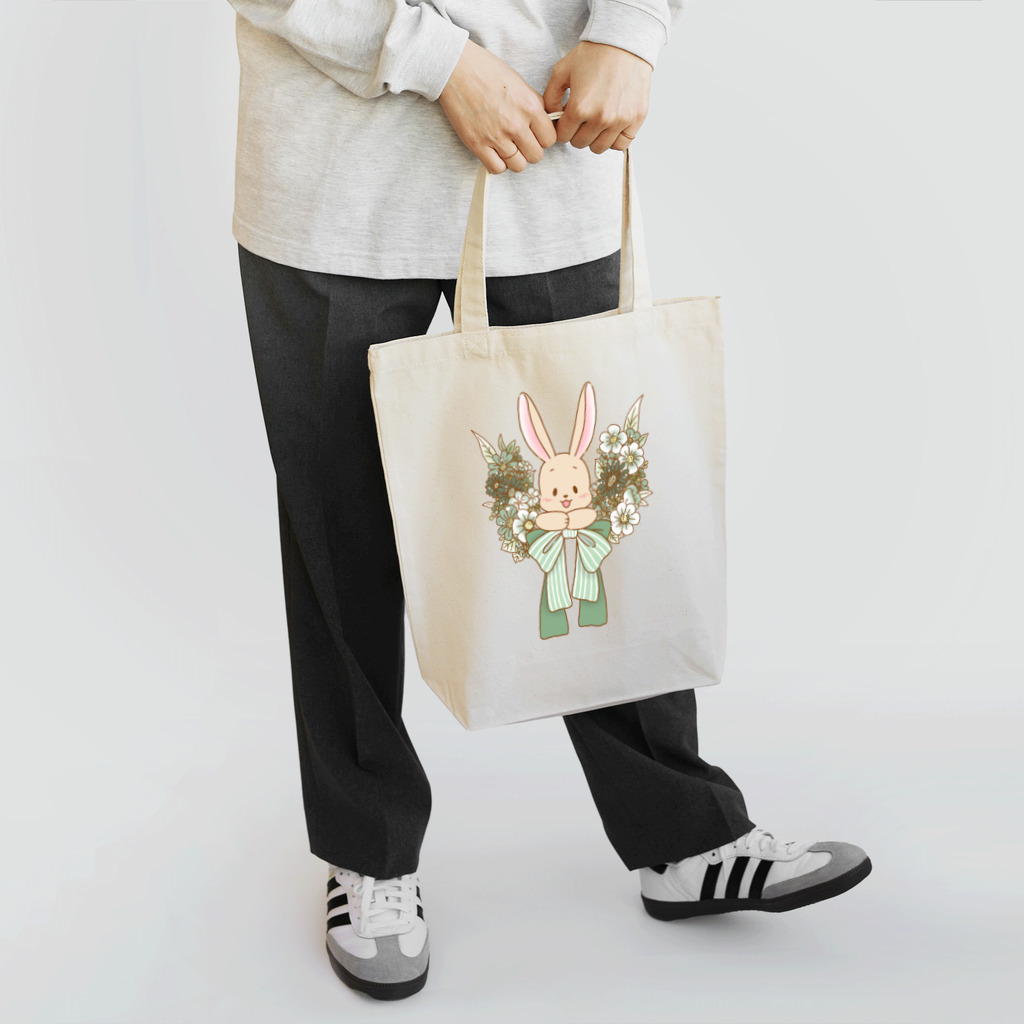 さすらい通り梅番地の◆花飾りとうさぬイ④ トートバッグ