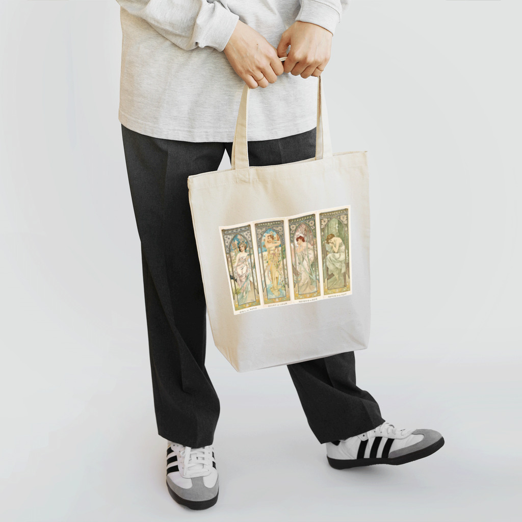 世界の絵画アートグッズのアルフォンス・ミュシャ《四つの時の流れ》 Tote Bag