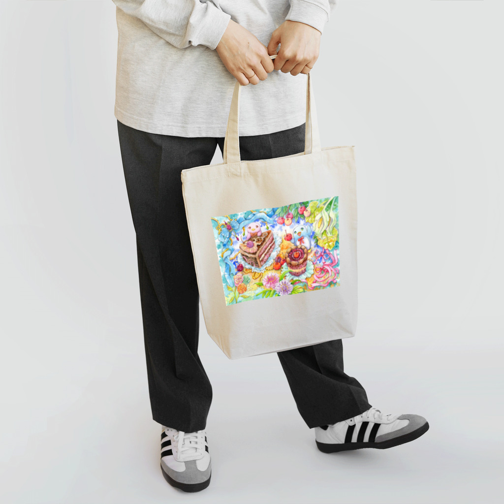 Akariya Manamiのペンギンおやつ☆黒い森のさくらんぼ酒のケーキ Tote Bag