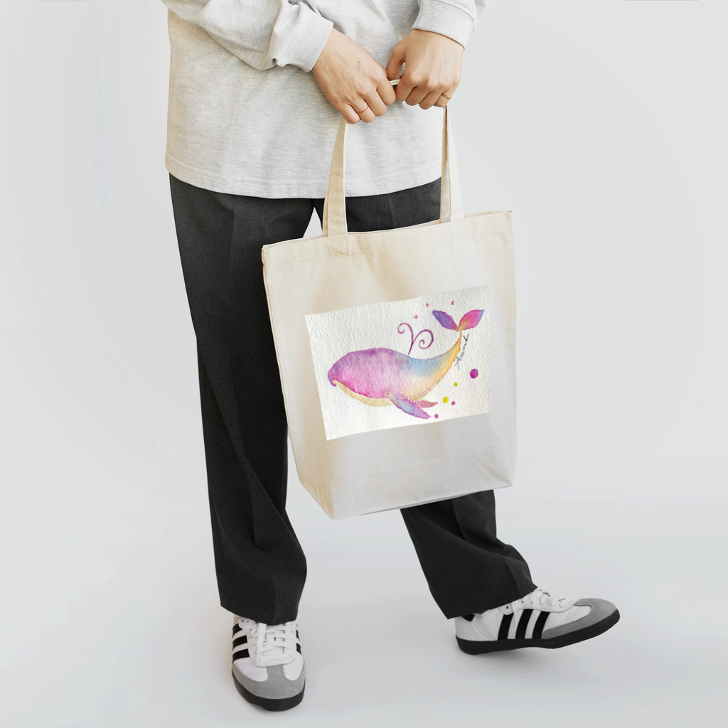 暖暖あたたかの虹色くじら Tote Bag