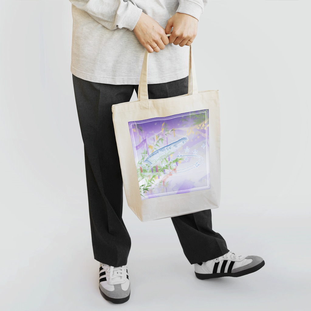箏譜職人 織姫の箏と星（箏譜「たなばたさま」イメージ画像）正方形 トートバッグ