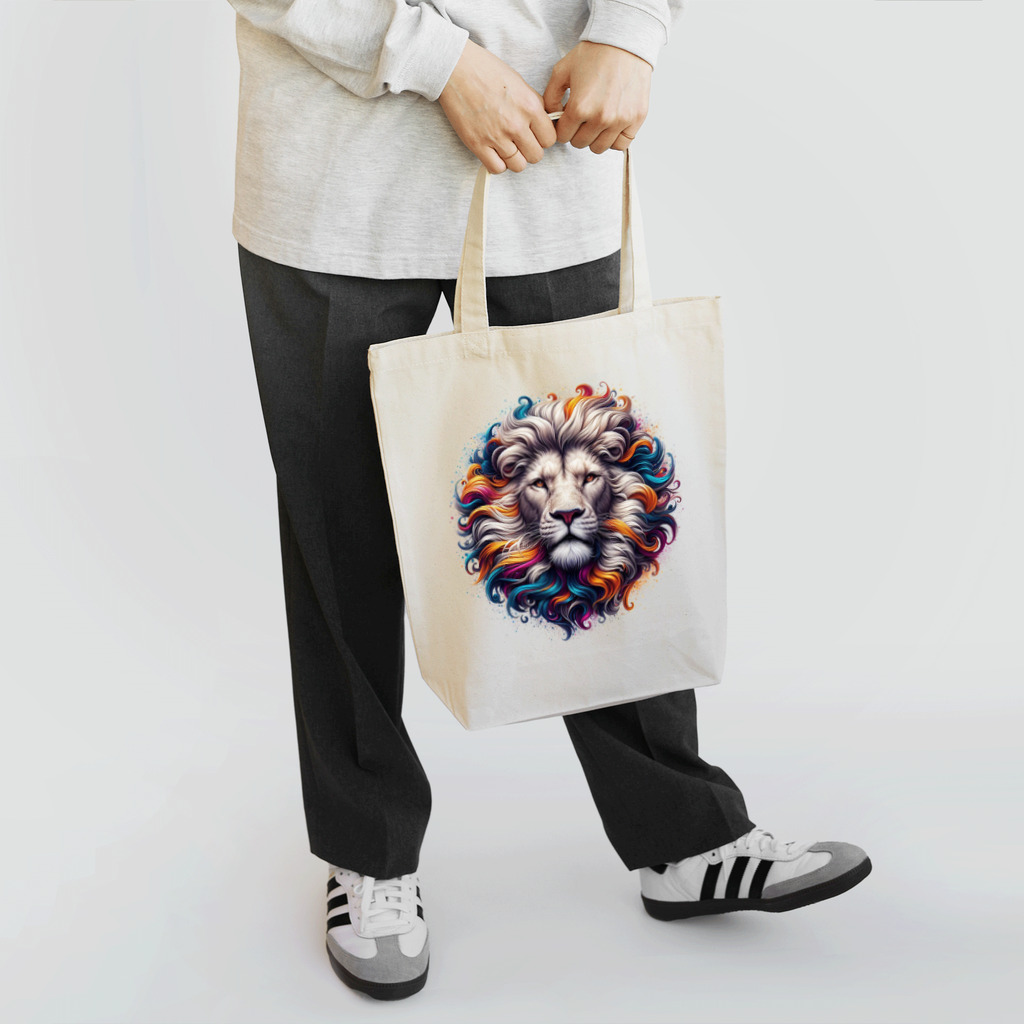 PALA's SHOP　cool、シュール、古風、和風、のLION　face１ Tote Bag