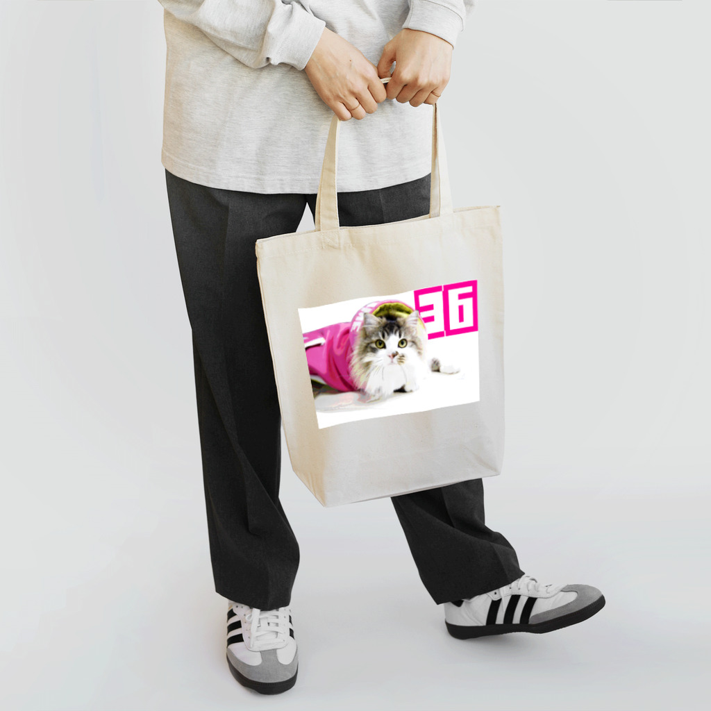 ラガマフィンの36さんの丸ドットモザイクピンクパーカー36CAT Tote Bag