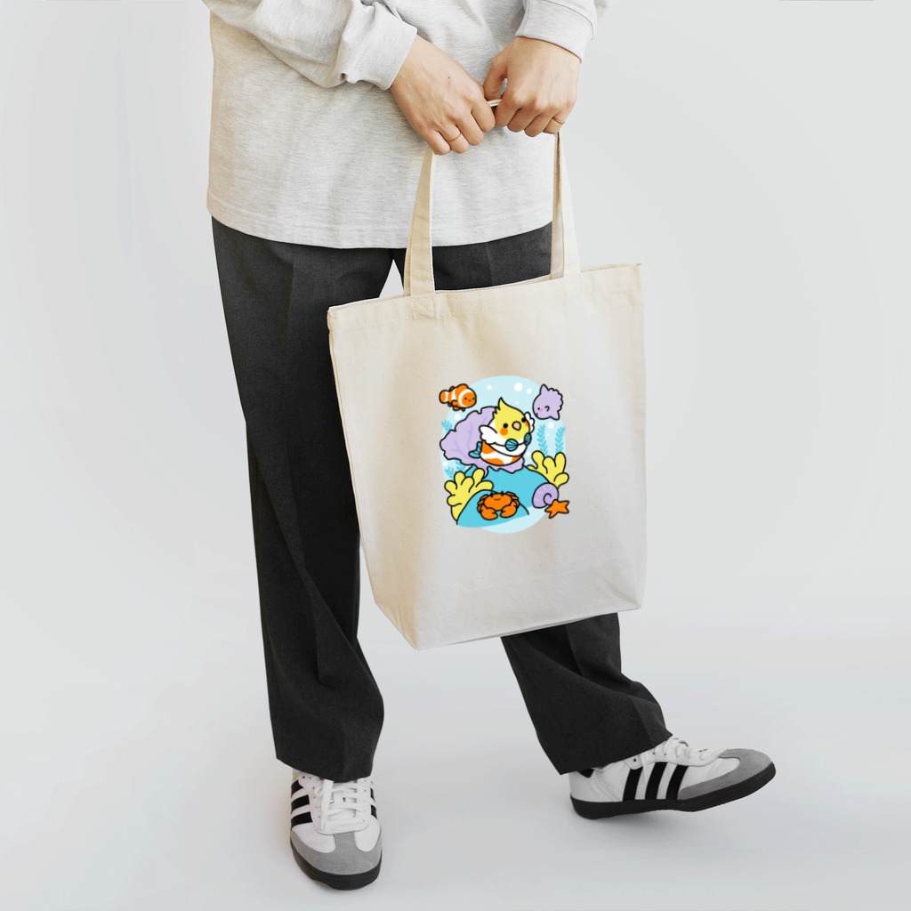 Cody the LovebirdのChubby Bird サンゴ礁を守ろう！　オカメインコと海のお友達 Tote Bag