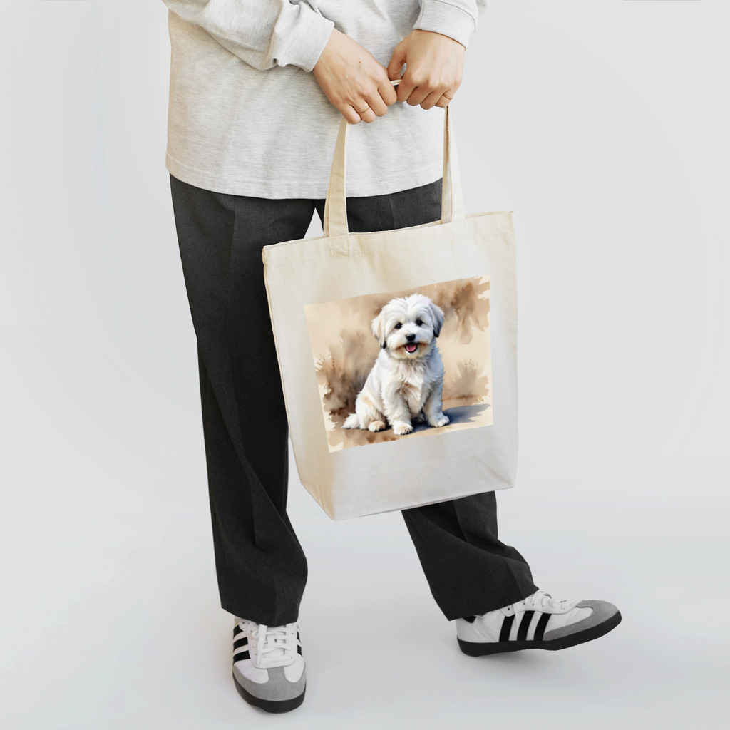 Animal Illustration shopのコトン・ド・テュレアール　Coton de Tulear　水彩画風 トートバッグ