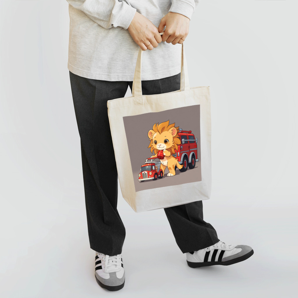 ganeshaの可愛いライオンとおもちゃの消防車 Tote Bag