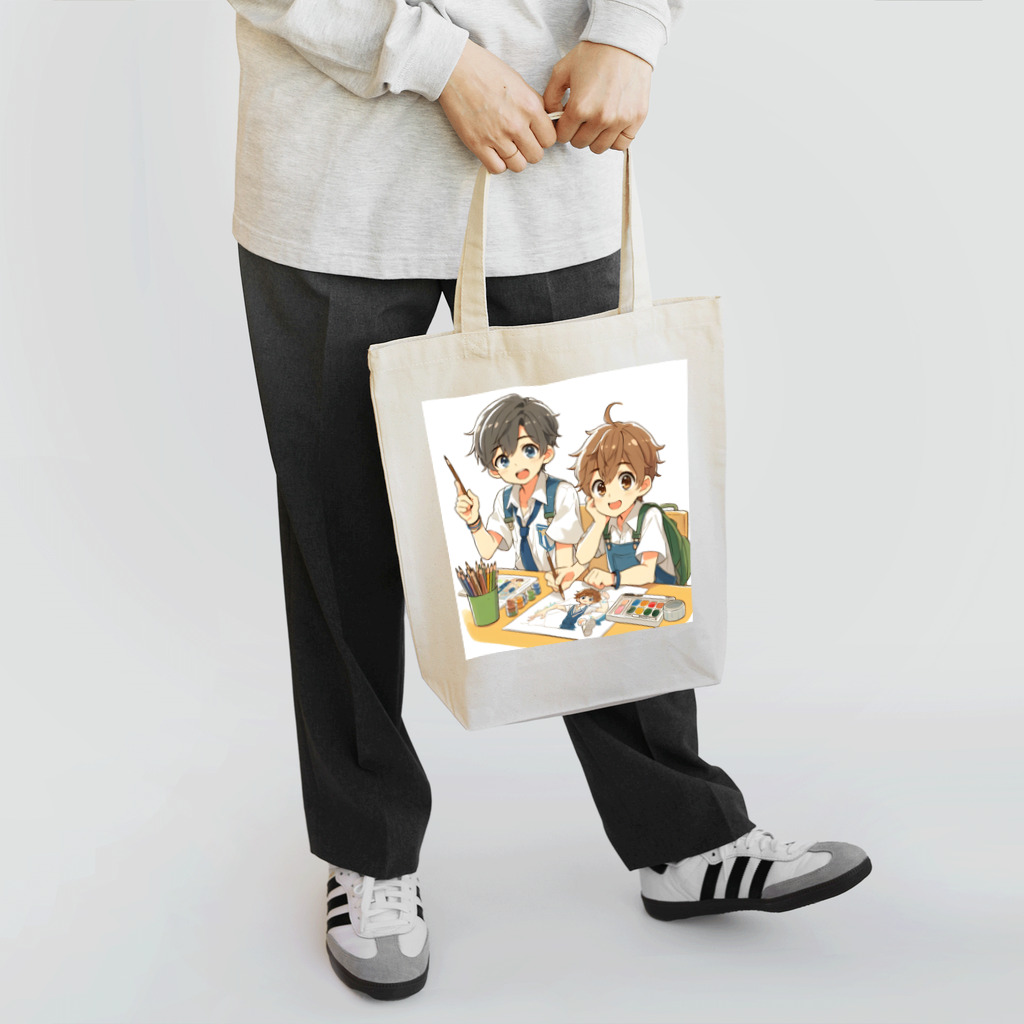 可愛い男の子イラスト販売所　By,keicyanの男の子　中学1年生　美術部 トートバッグ